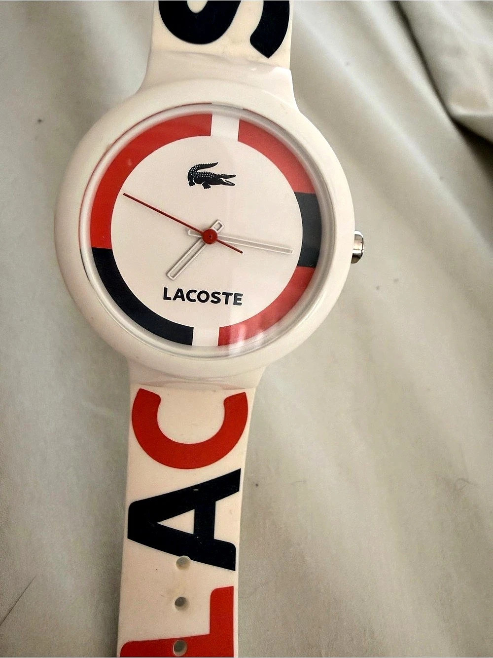 Lacoste LC.46.47.431 unisex Color Block Watch in White & Red